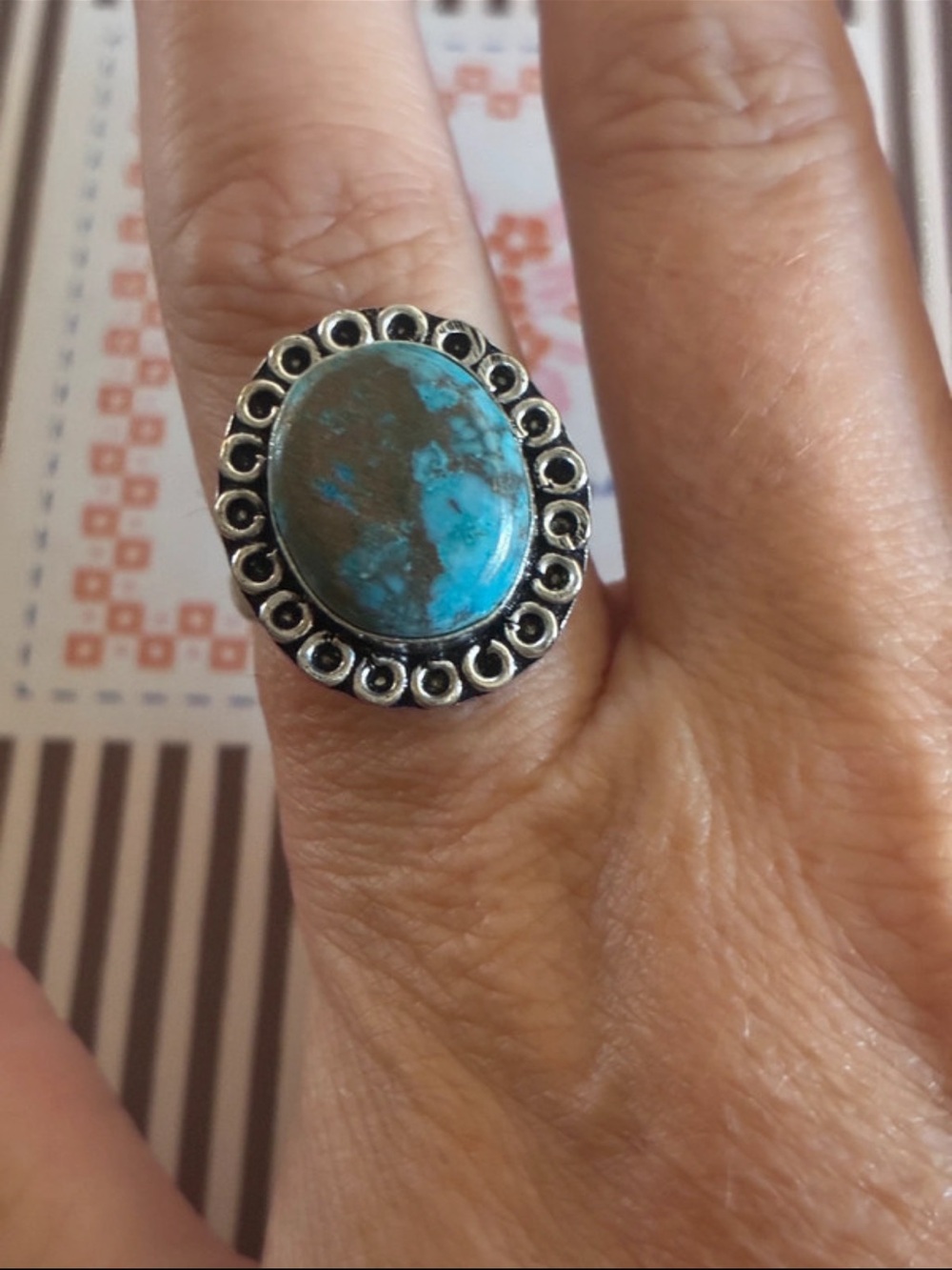 925 Silver Turquoise Gemstone Vintage STYLE Ring 8.5